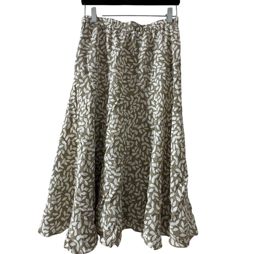 Casual Studio Midi Rayon Sage Green White Floral Side Zip Midi Skirt 90s sz S - Picture 9 of 16